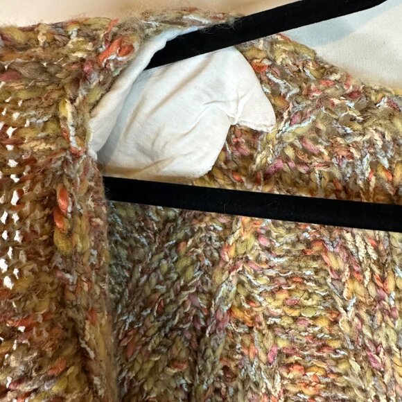 Multicolor Cardigan Cape Sweater Women Size M Leo & Nicole Chunky Wool Blend - Picture 11 of 14
